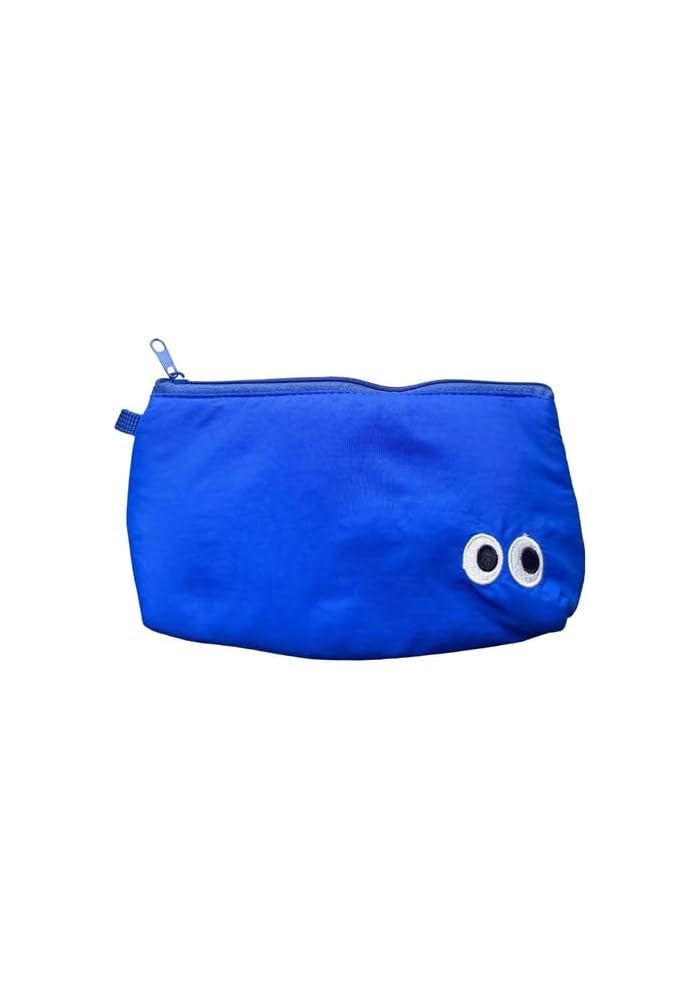 Blue Gusset Pouch with Big Eyes Design | Cute Zip Storage Bag for Kids Essentials